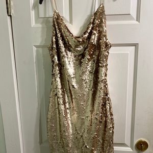 Vici dolls sequin mini dress, gold (NWT)